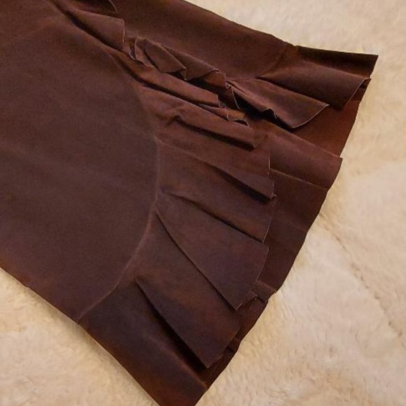 MODA CHOCOLATE BROWN SUEDE SKIRT - Picture 9 of 10